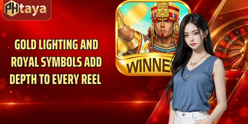Gold lighting and royal symbols add depth to every reel